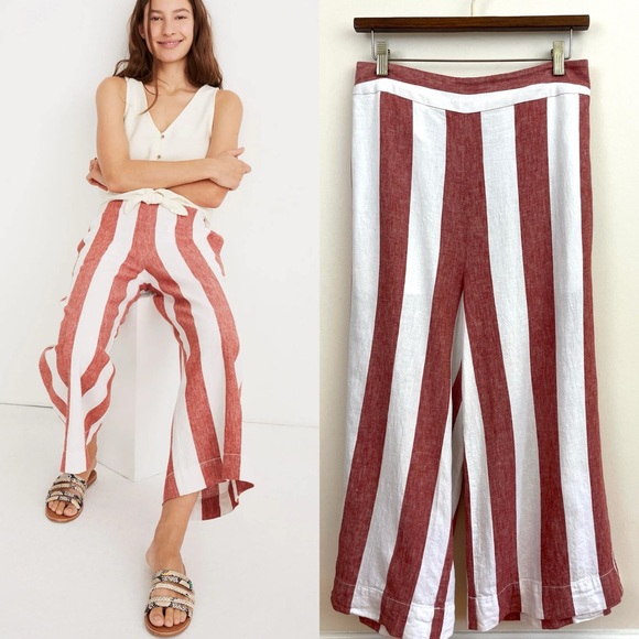 Madewell Huston Pull-On Crop Pants in Bold Stripe, EUC - Picture 2 of 12